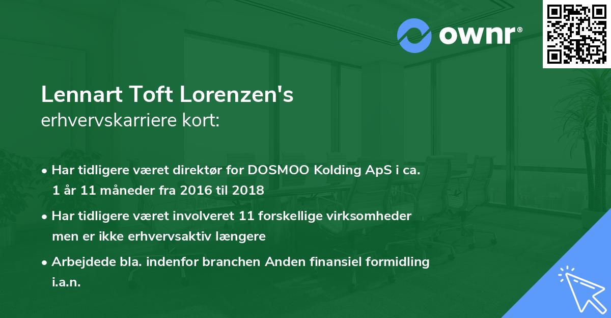 Lennart Toft Lorenzen's erhvervskarriere kort