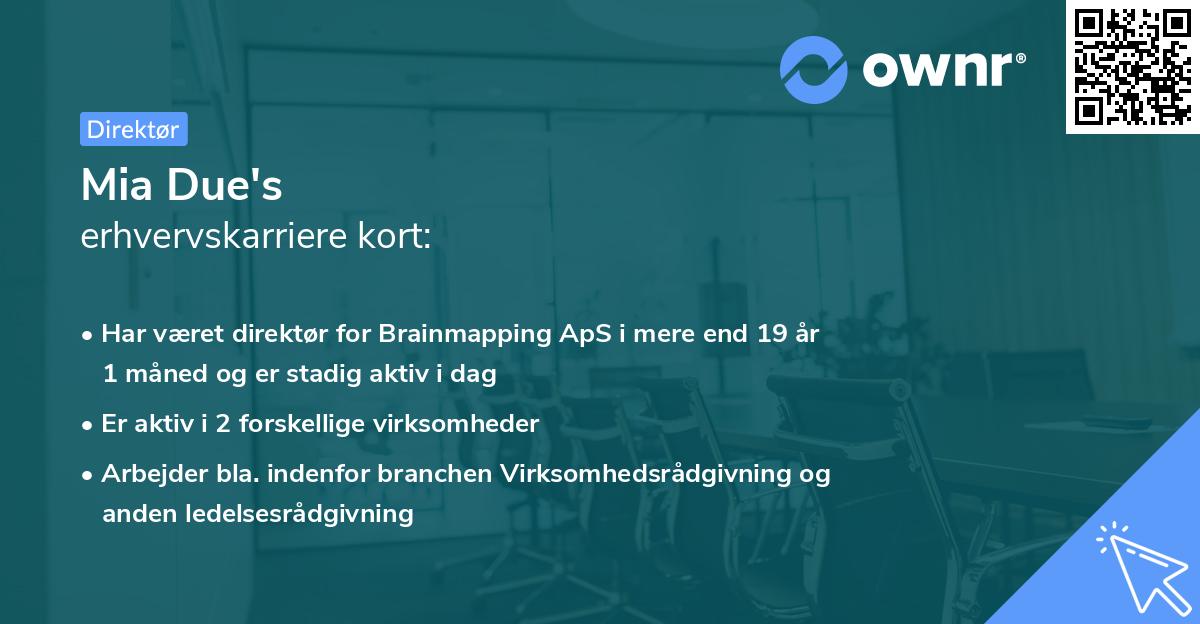 Mia Due's erhvervskarriere kort