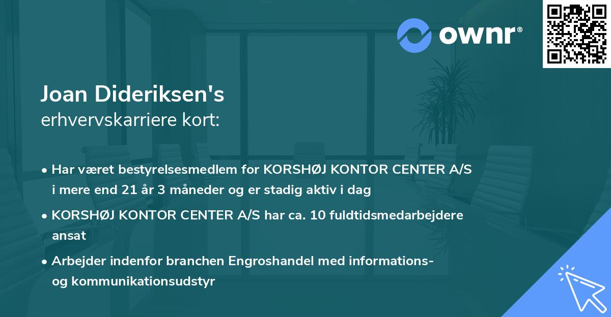 Joan Dideriksen's erhvervskarriere kort