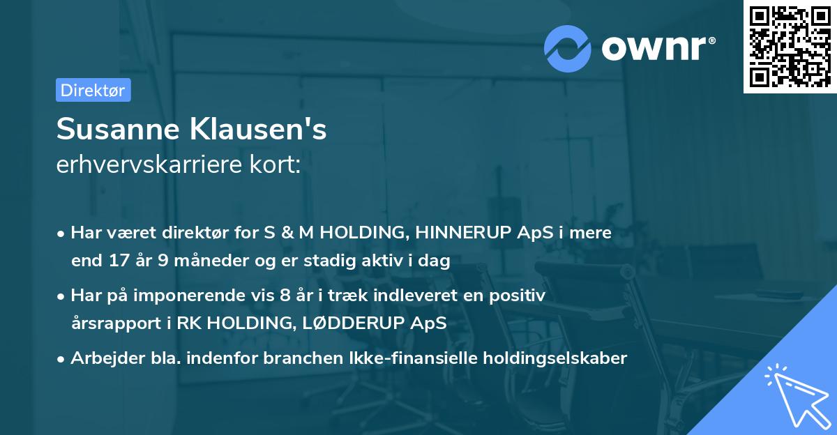 Susanne Klausen's erhvervskarriere kort