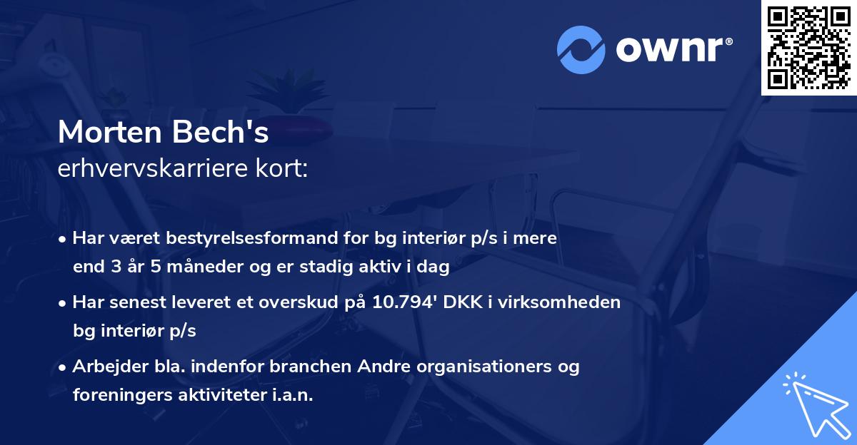 Morten Bech's erhvervskarriere kort