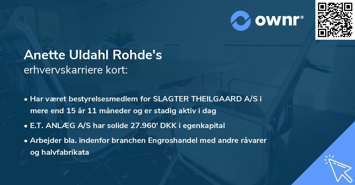 Anette Uldahl Rohde's erhvervskarriere kort