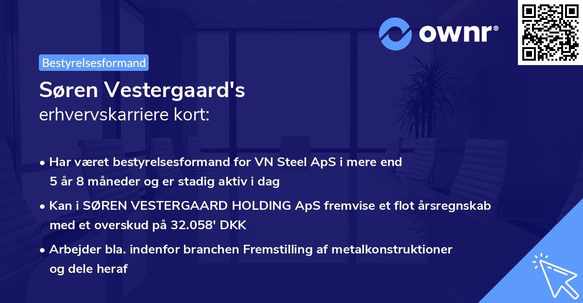 Søren Vestergaard's erhvervskarriere kort