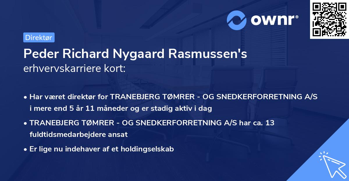 Peder Richard Nygaard Rasmussen's erhvervskarriere kort