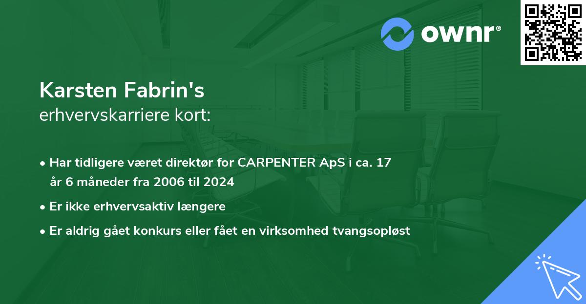 Karsten Fabrin's erhvervskarriere kort
