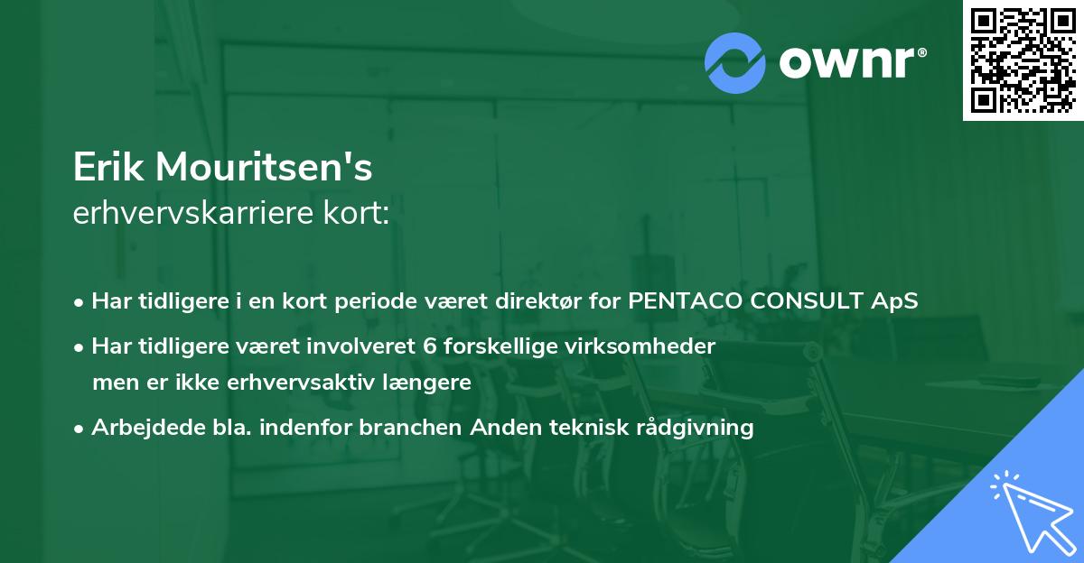Erik Mouritsen's erhvervskarriere kort