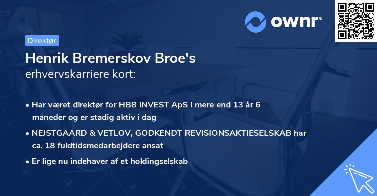 Henrik Bremerskov Broe's erhvervskarriere kort