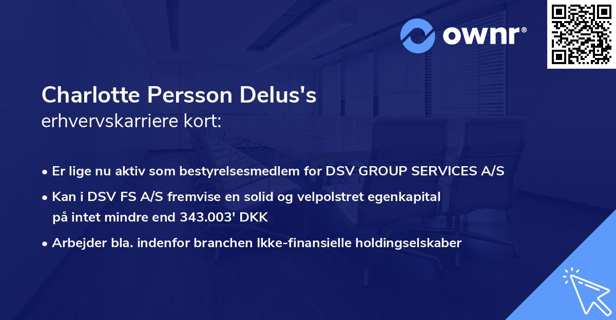 Charlotte Persson Delus's erhvervskarriere kort