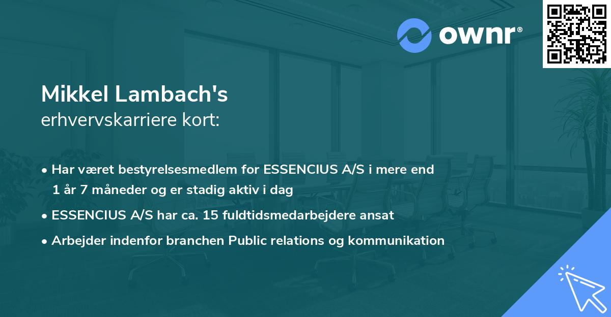 Mikkel Lambach's erhvervskarriere kort
