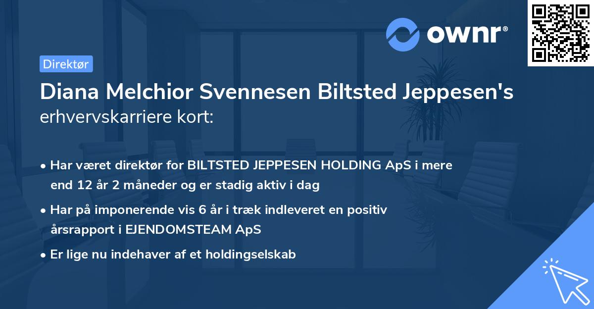 Diana Melchior Svennesen Biltsted Jeppesen's erhvervskarriere kort