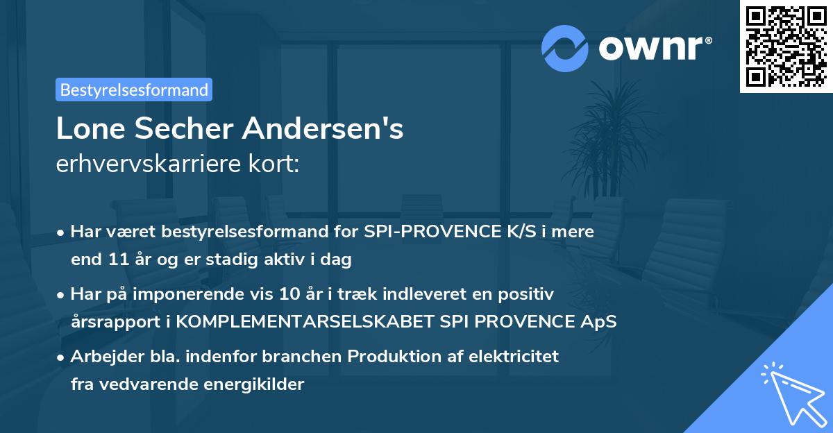 Lone Secher Andersen's erhvervskarriere kort