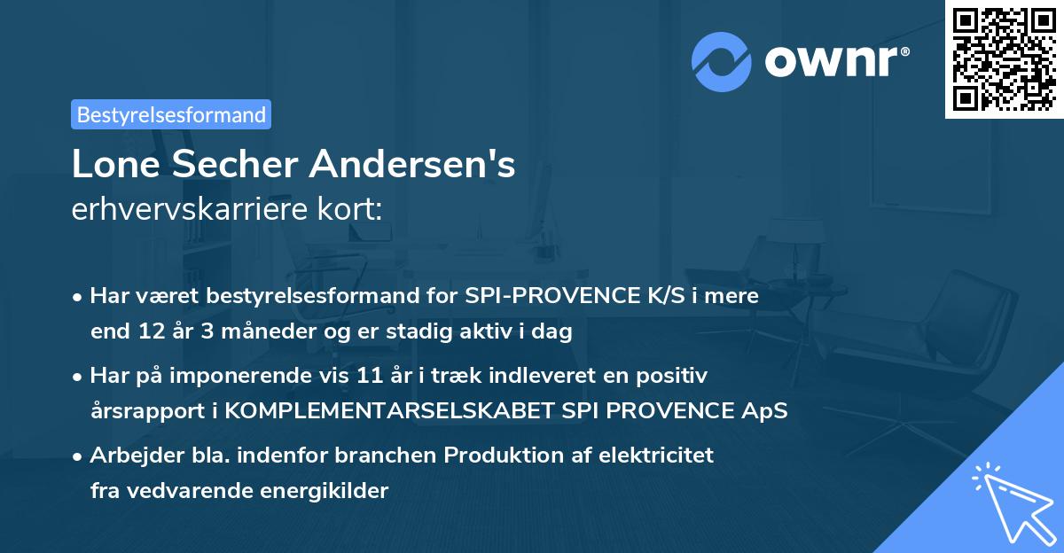 Lone Secher Andersen's erhvervskarriere kort