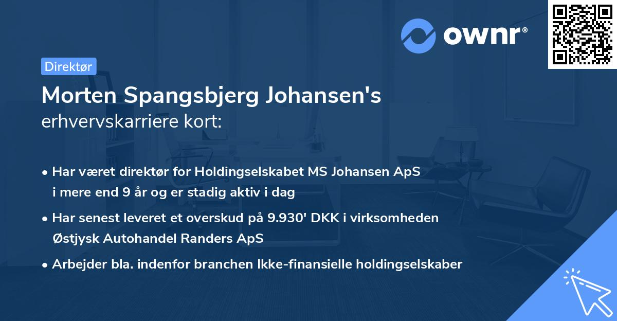 Morten Spangsbjerg Johansen's erhvervskarriere kort