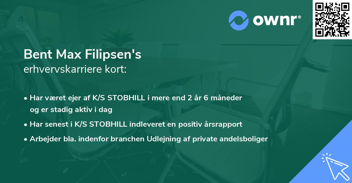 Bent Max Filipsen's erhvervskarriere kort