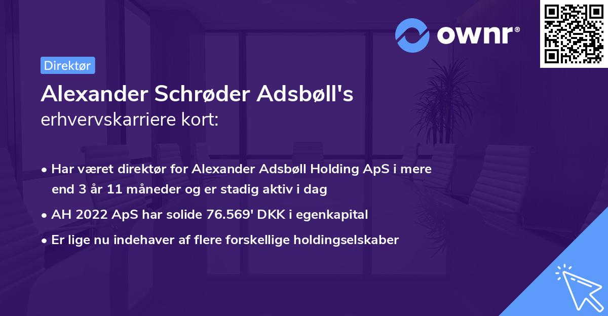 Alexander Schrøder Adsbøll's erhvervskarriere kort