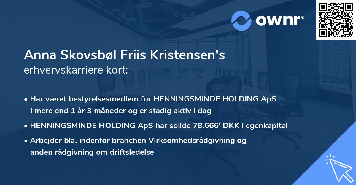 Anna Skovsbøl Friis Kristensen's erhvervskarriere kort