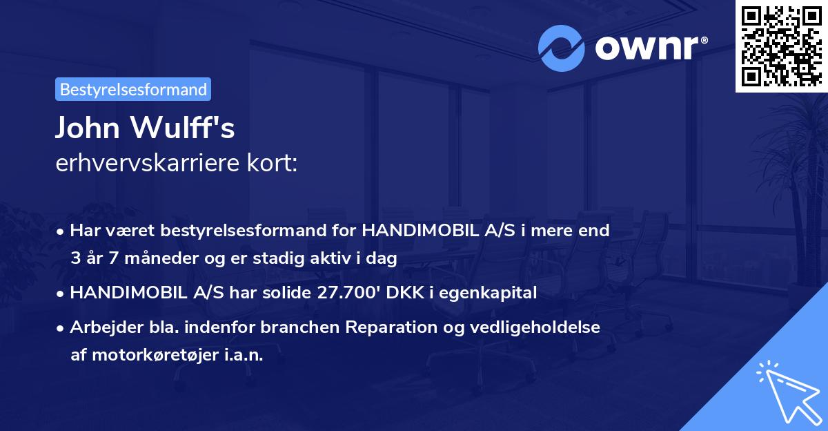 John Wulff's erhvervskarriere kort