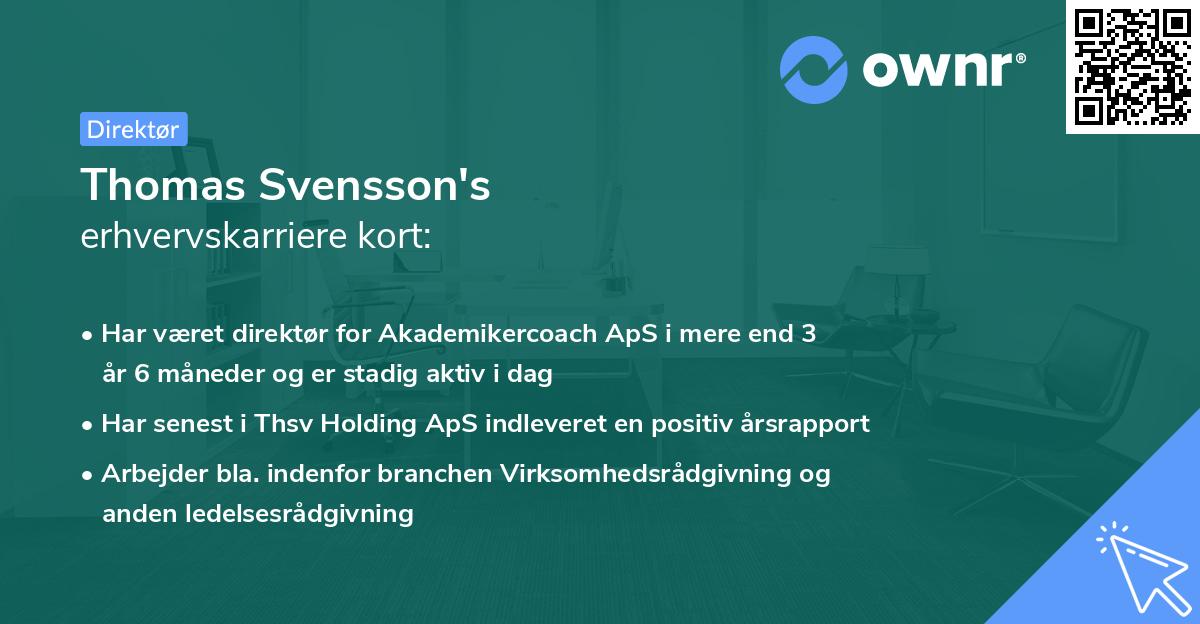 Thomas Svensson's erhvervskarriere kort