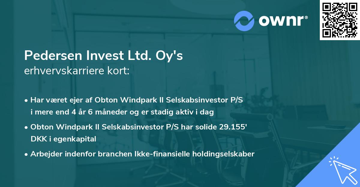 Pedersen Invest Ltd. Oy's erhvervskarriere kort