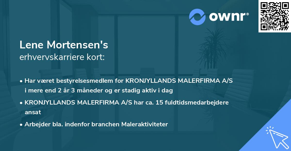 Lene Mortensen's erhvervskarriere kort
