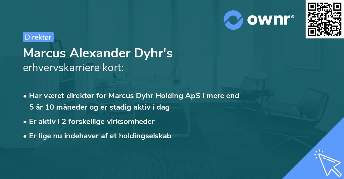 Marcus Alexander Dyhr's erhvervskarriere kort