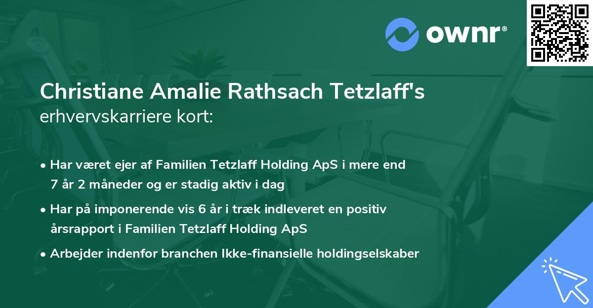 Christiane Amalie Rathsach Tetzlaff's erhvervskarriere kort