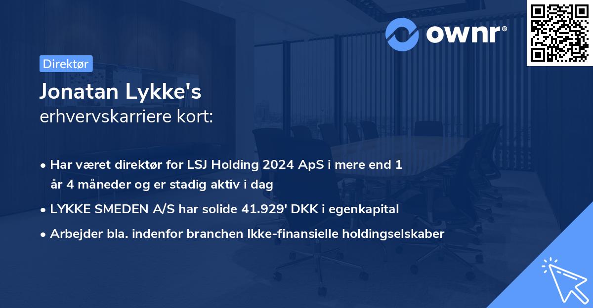 Jonatan Lykke's erhvervskarriere kort