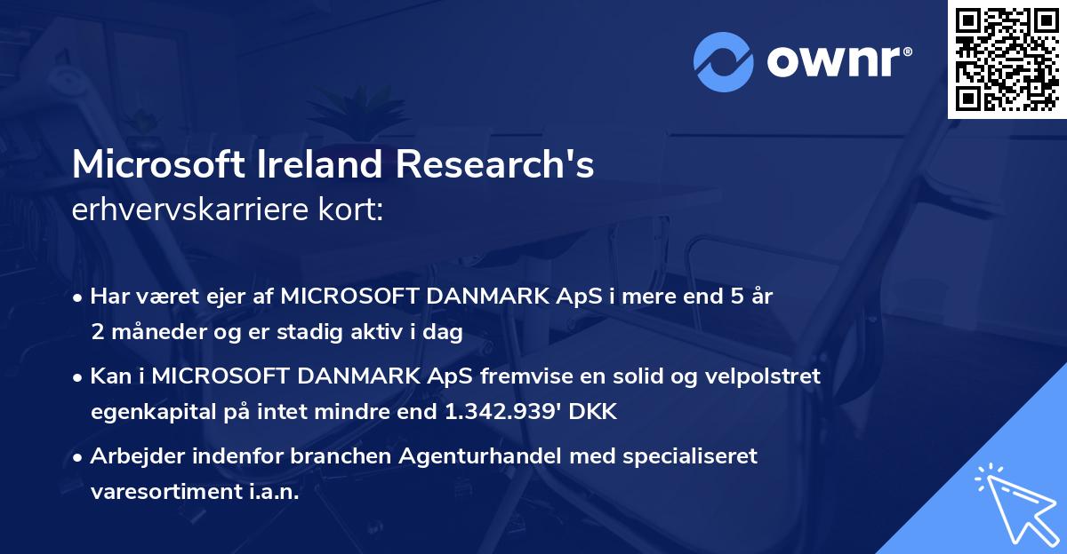 Microsoft Ireland Research's erhvervskarriere kort