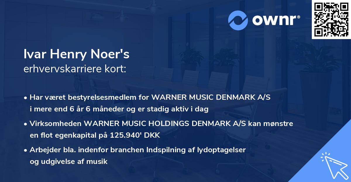 Ivar Henry Noer's erhvervskarriere kort