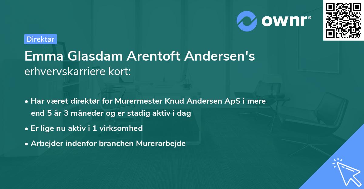 Emma Glasdam Arentoft Andersen's erhvervskarriere kort