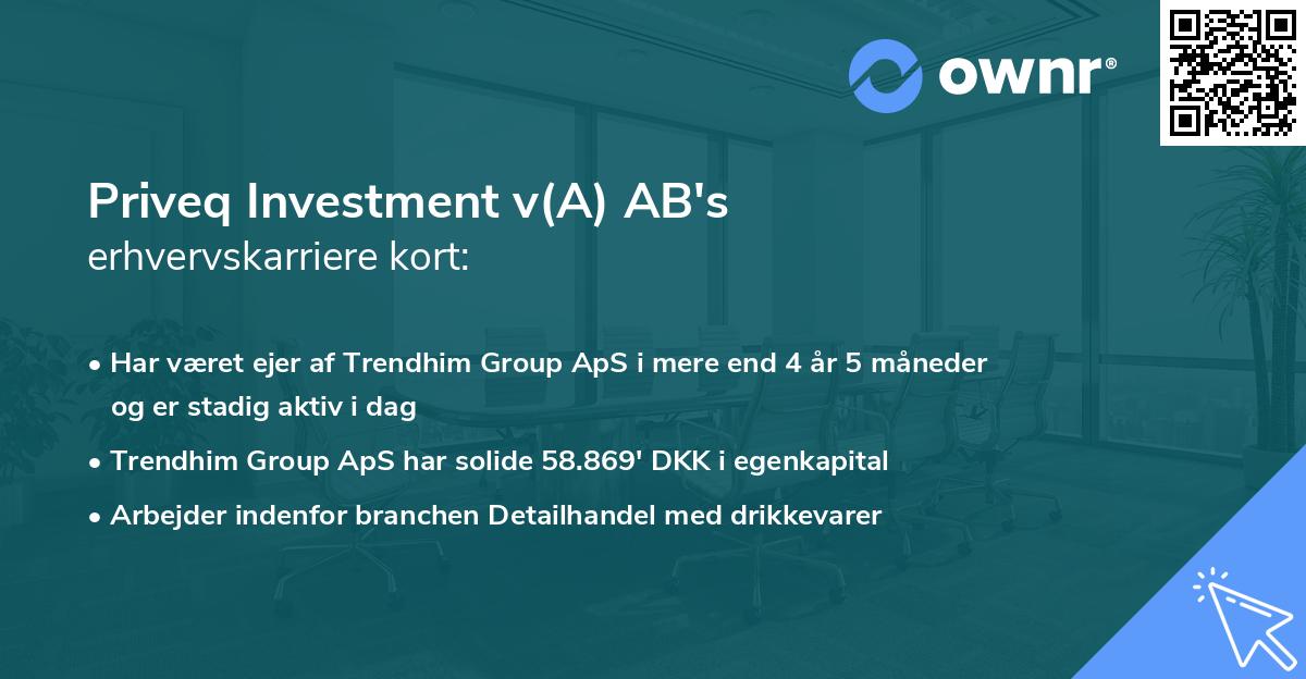 Priveq Investment v(A) AB's erhvervskarriere kort