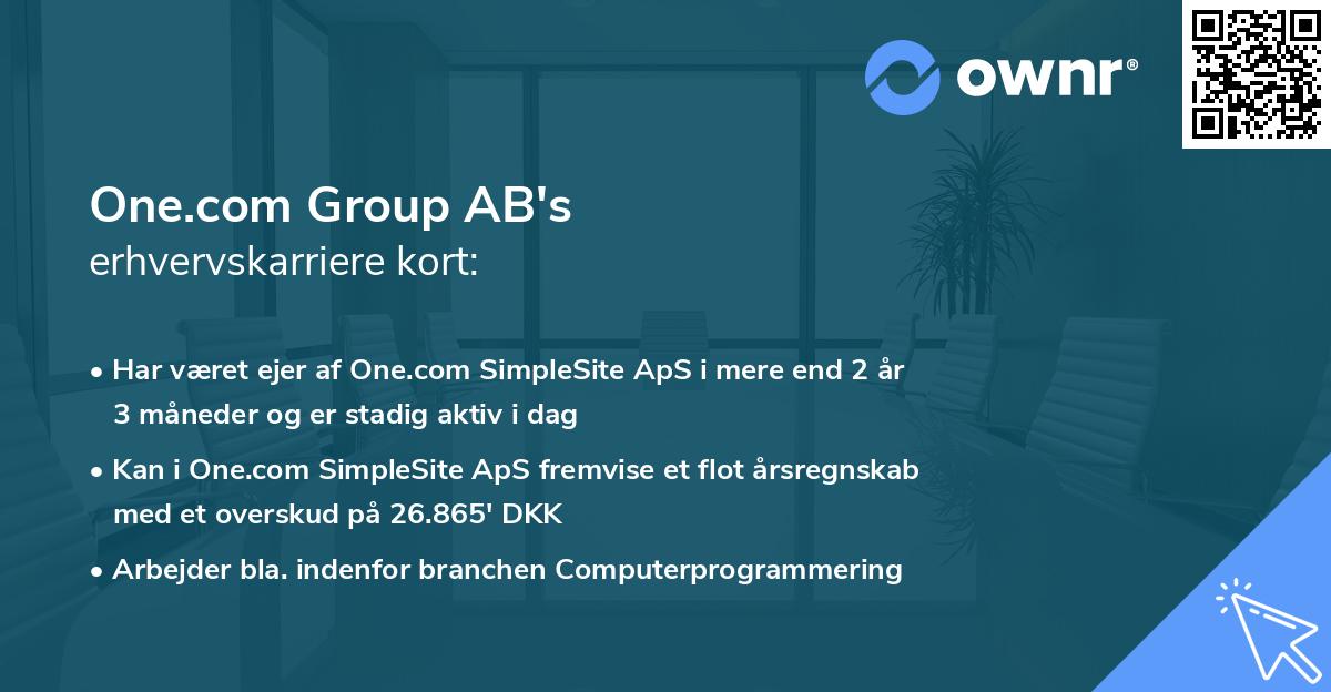 One.com Group AB's erhvervskarriere kort