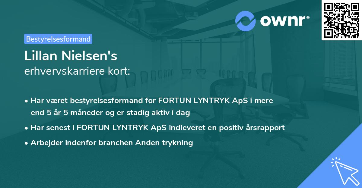 Lillan Nielsen's erhvervskarriere kort