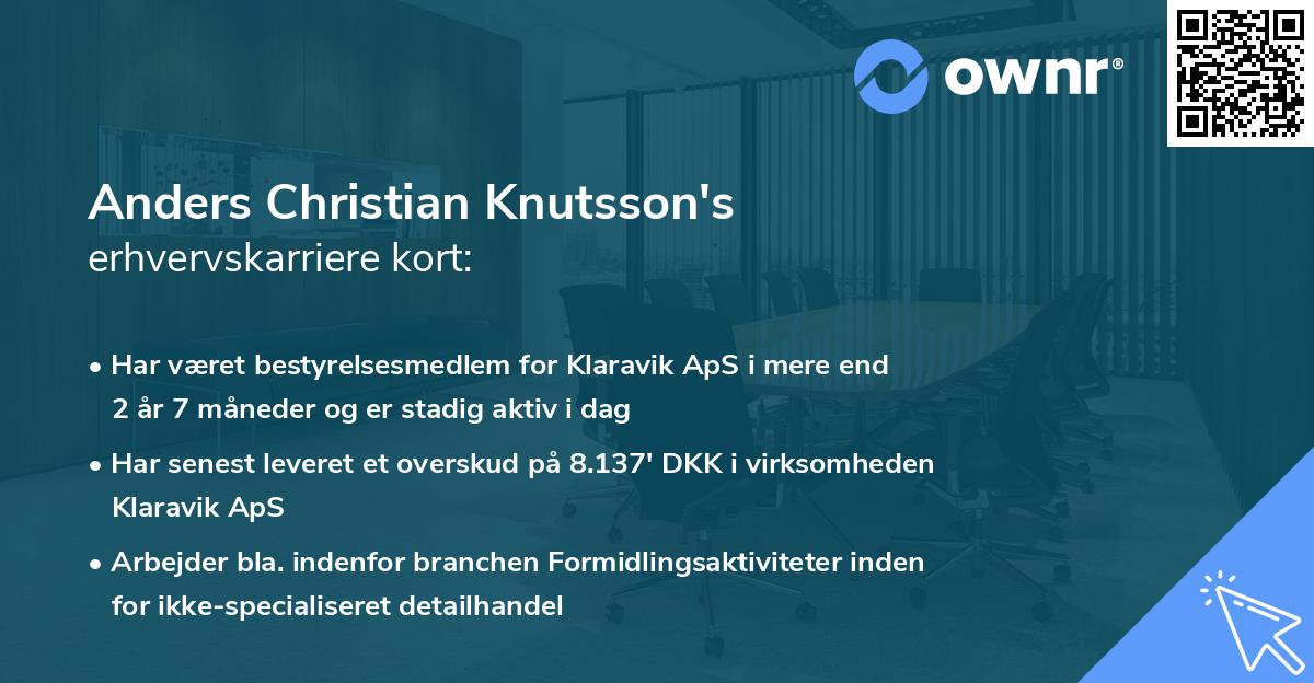 Anders Christian Knutsson's erhvervskarriere kort