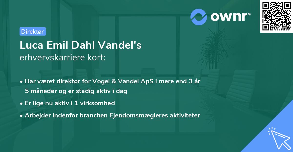 Luca Emil Dahl Vandel's erhvervskarriere kort