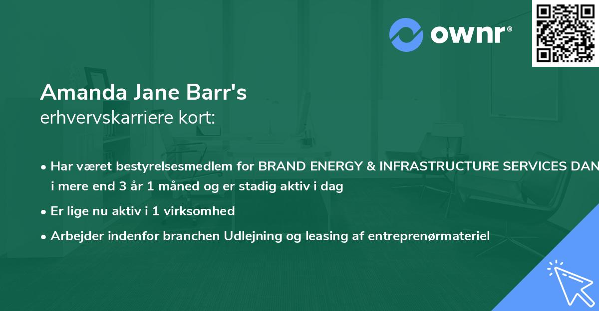 Amanda Jane Barr's erhvervskarriere kort