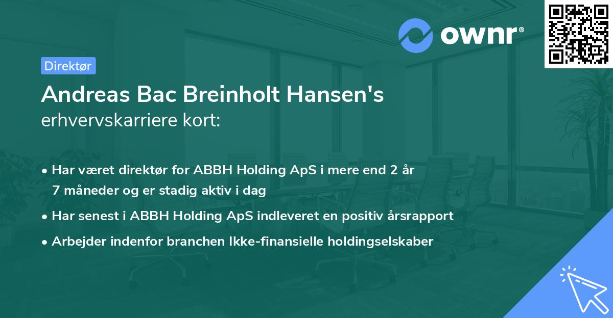 Andreas Bac Breinholt Hansen's erhvervskarriere kort