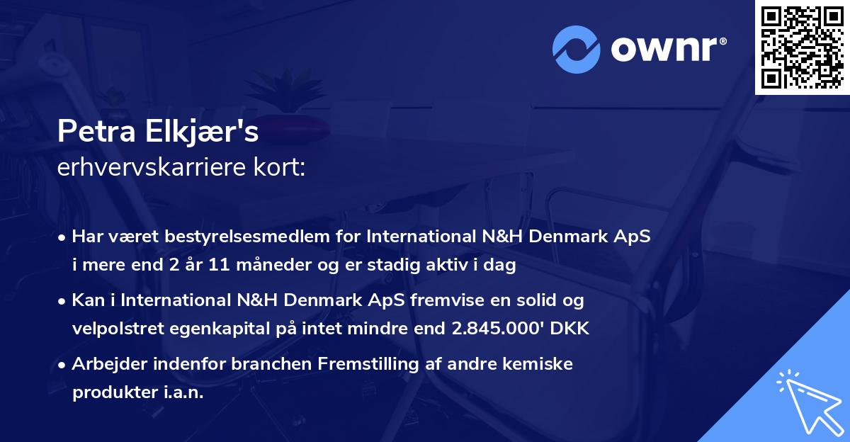 Petra Elkjær's erhvervskarriere kort