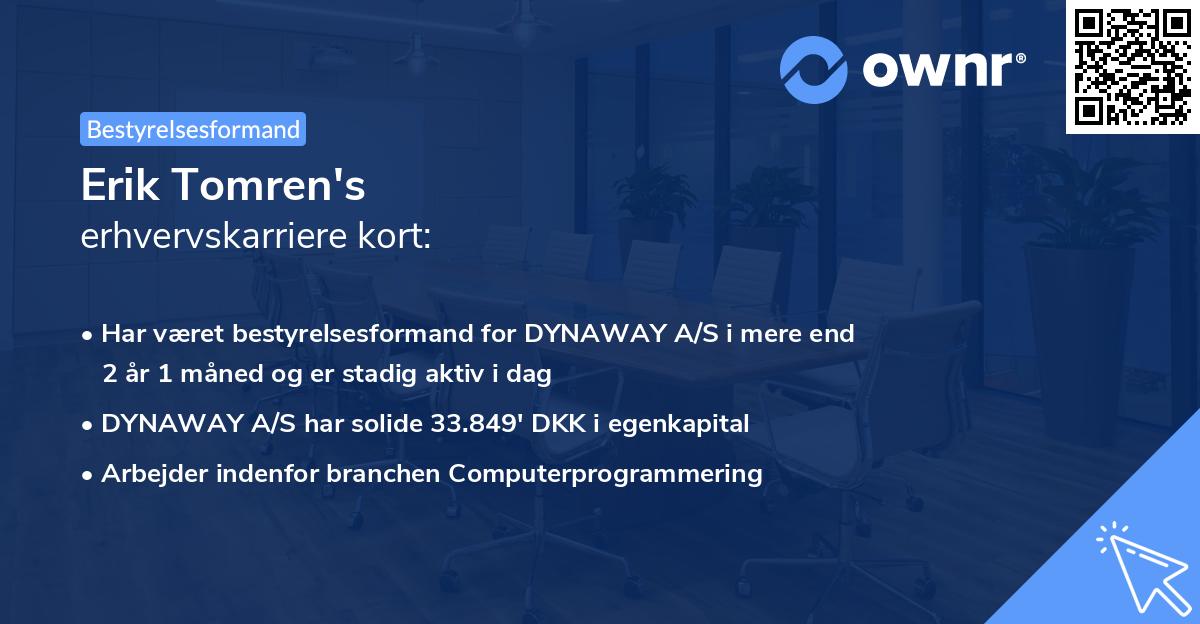 Erik Tomren's erhvervskarriere kort