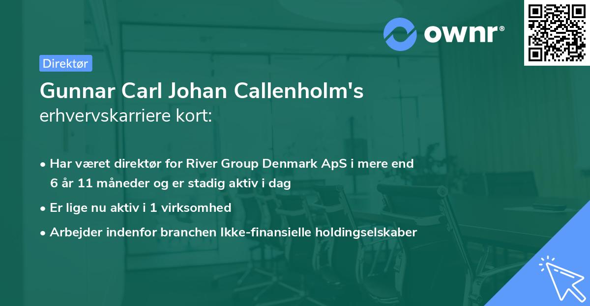 Gunnar Carl Johan Callenholm's erhvervskarriere kort