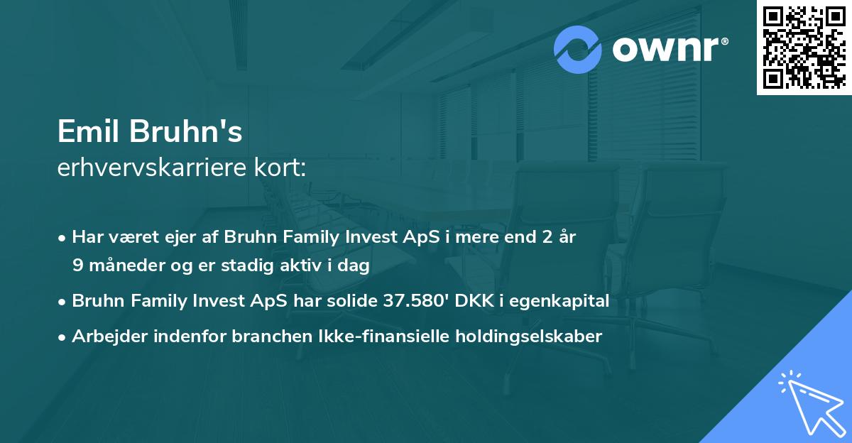 Emil Bruhn's erhvervskarriere kort