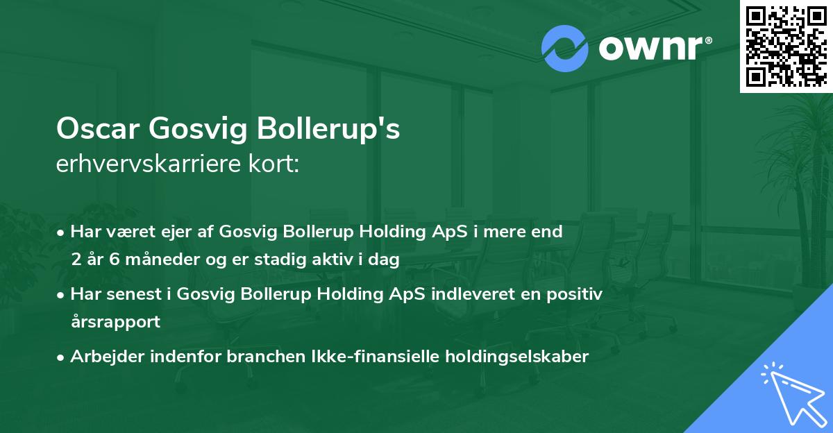 Oscar Gosvig Bollerup's erhvervskarriere kort