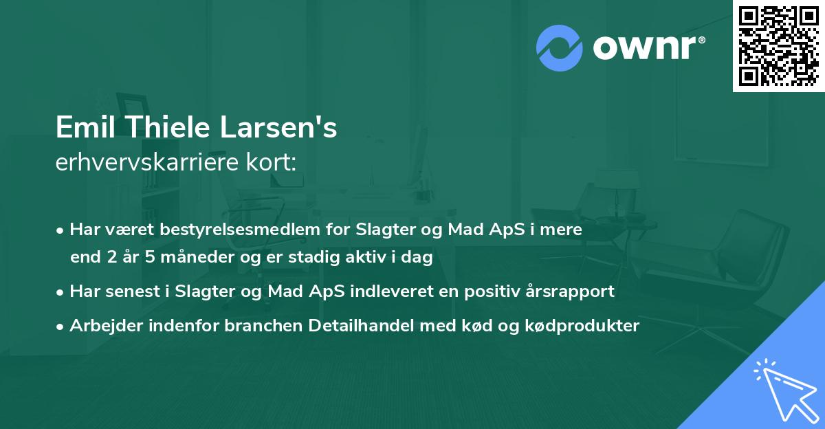 Emil Thiele Larsen's erhvervskarriere kort