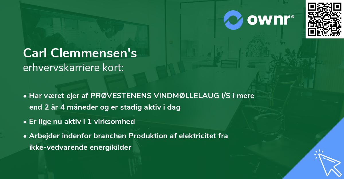 Carl Clemmensen's erhvervskarriere kort