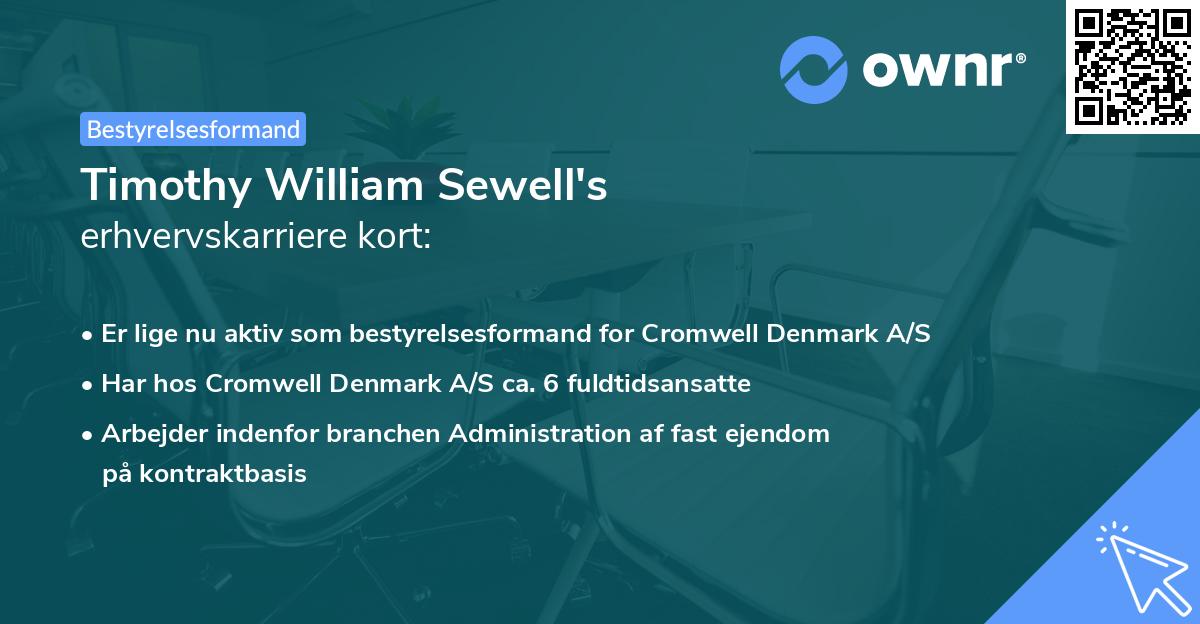 Timothy William Sewell's erhvervskarriere kort