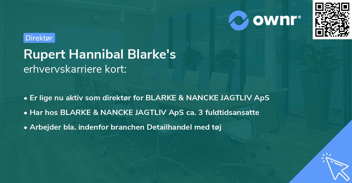 Rupert Hannibal Blarke's erhvervskarriere kort