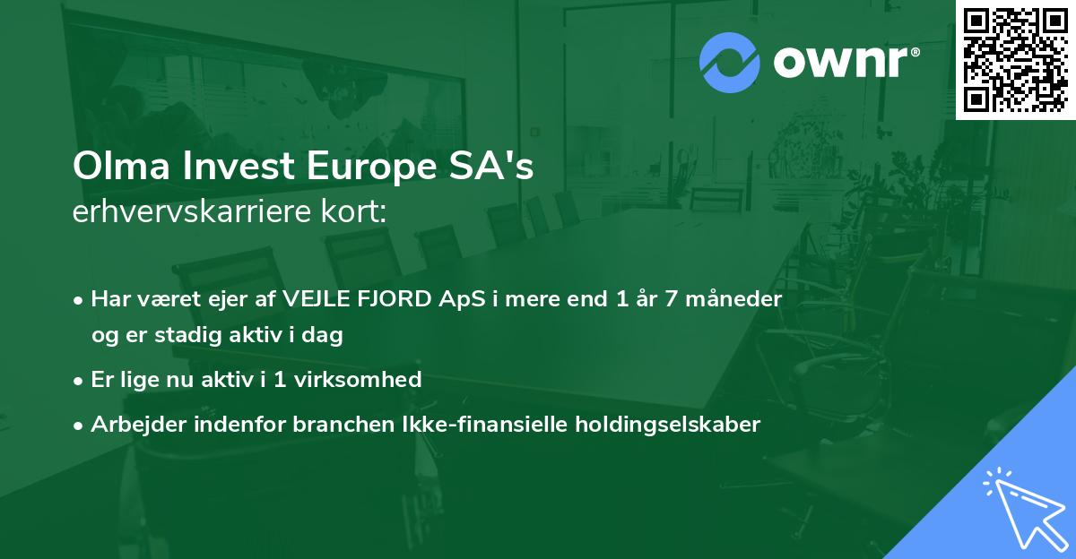 Olma Invest Europe SA's erhvervskarriere kort