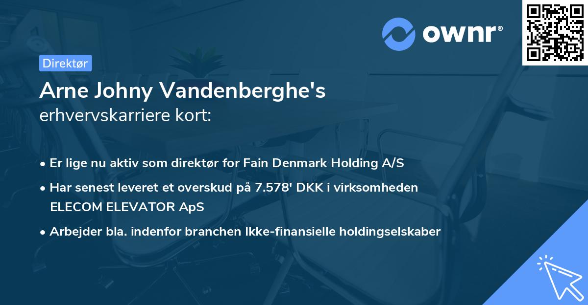 Arne Johny Vandenberghe's erhvervskarriere kort