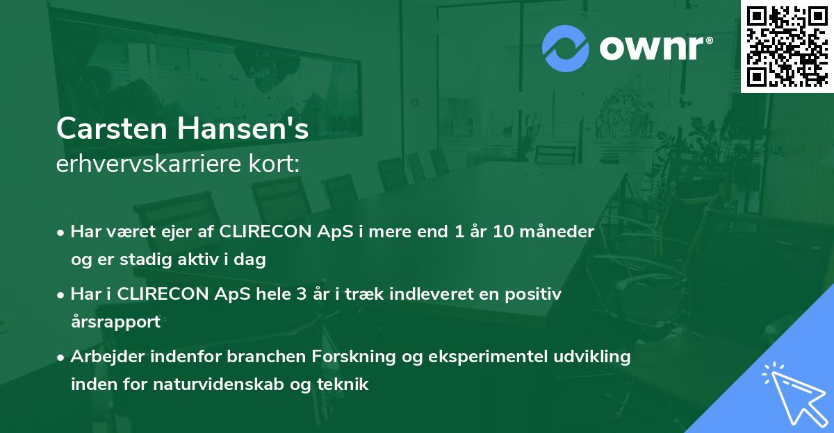 Carsten Hansen's erhvervskarriere kort