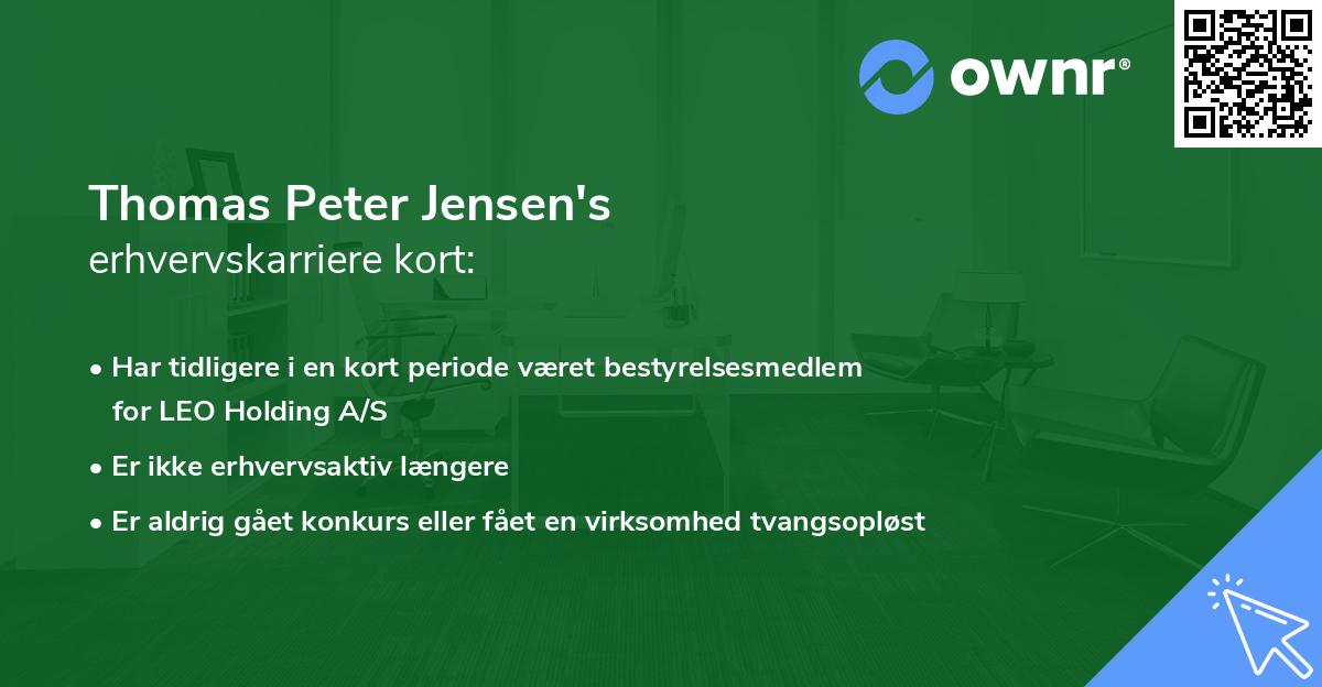 Thomas Peter Jensen's erhvervskarriere kort